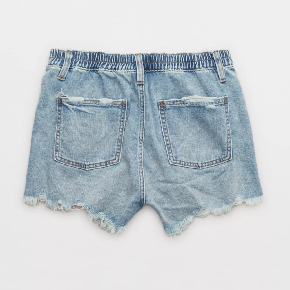 AERIE AMERICAN EAGLE Daydream Denim Short Light Wash Distressed Ripped Mid Rise? - Picture 5 of 14